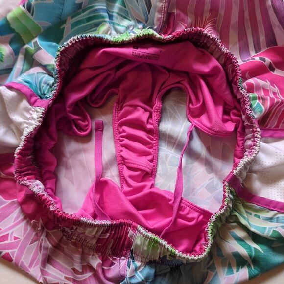 Nike Dri Fit Running Shorts Womens L Lined Pink Floral Gym Workout Athletic - Picture 5 of 8